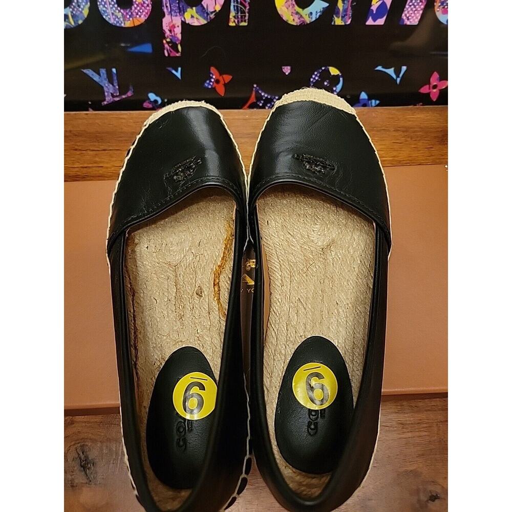 Coach Rhodelle Leather Espadrille Flats Black SIZE 8.5 Women New - Picture 4 of 14